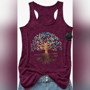 Purple Tree Of Life Graphic Tank Top SZ M